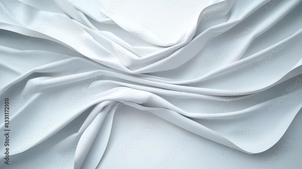 Fototapeta premium Elegant Draped White Fabric with Soft Texture and Subtle Shadows
