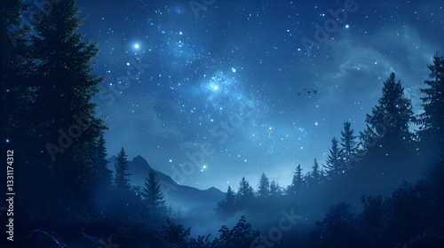A Starry Night Sky With A Visible Milky Way Leaving Copy Space

