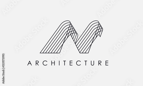 Architecture Bridge Logo Design, Creative Architecture Design Logo. Builder Architect House And Bridge, Architectural, Building House Construction Outline. Minimal Interior Logo Icon Symbol Vector