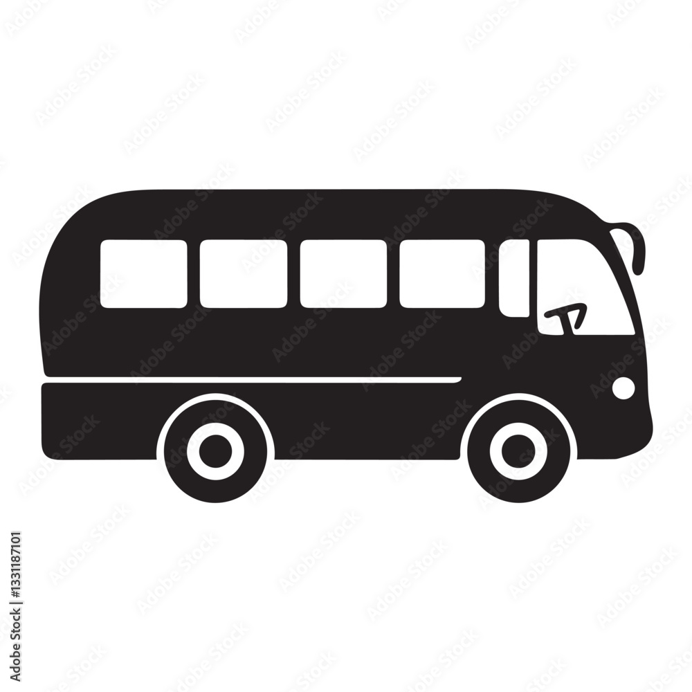 Black Bus Silhouette Icon – Side View Public Transport Symbol Black Bus Silhouette Icon – Side View Public Transport Symbol