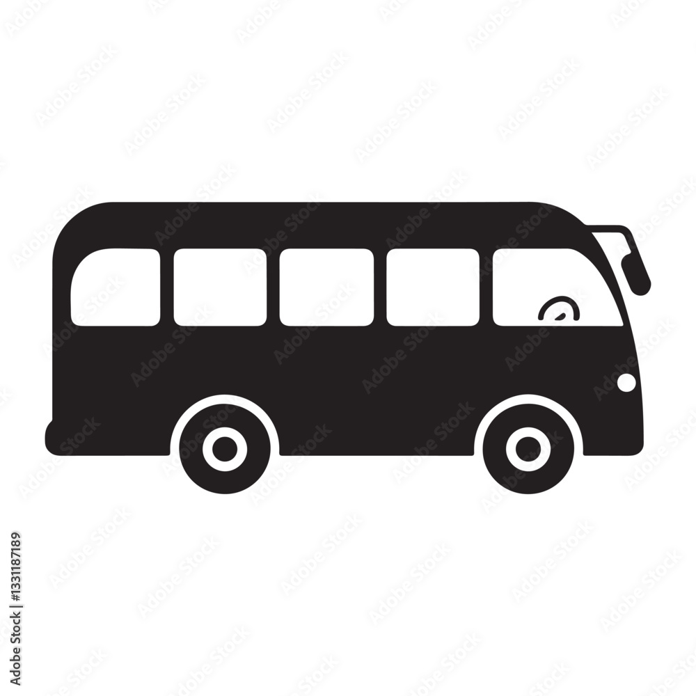 Black Bus Silhouette Icon – Side View Public Transport Symbol Black Bus Silhouette Icon – Side View Public Transport Symbol