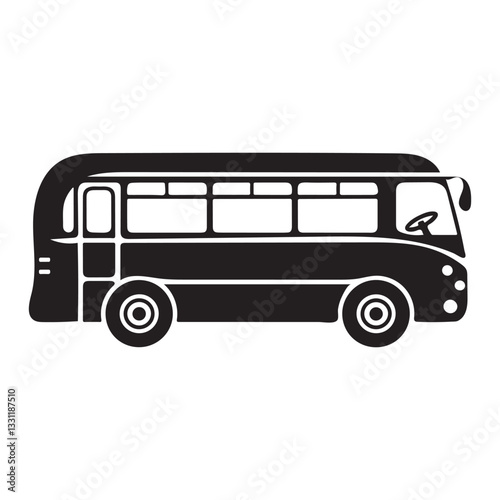 Black Bus Silhouette Icon – Side View Public Transport Symbol