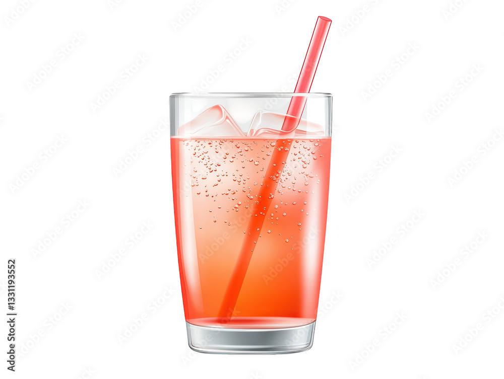 A glass of freshly squeezed orange juice with straw, refreshing summer delight A glass of freshly squeezed orange juice with straw, refreshing summer delight