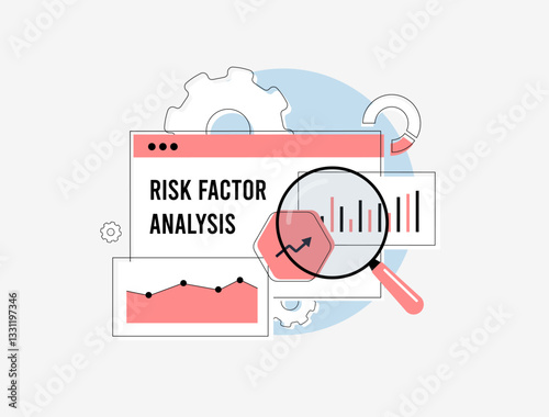 Risk factor analysis and prediction model for effective risk management. Data-driven risk assessment, forecasting and decision-making with advanced analytics and monitoring tools vector illustration