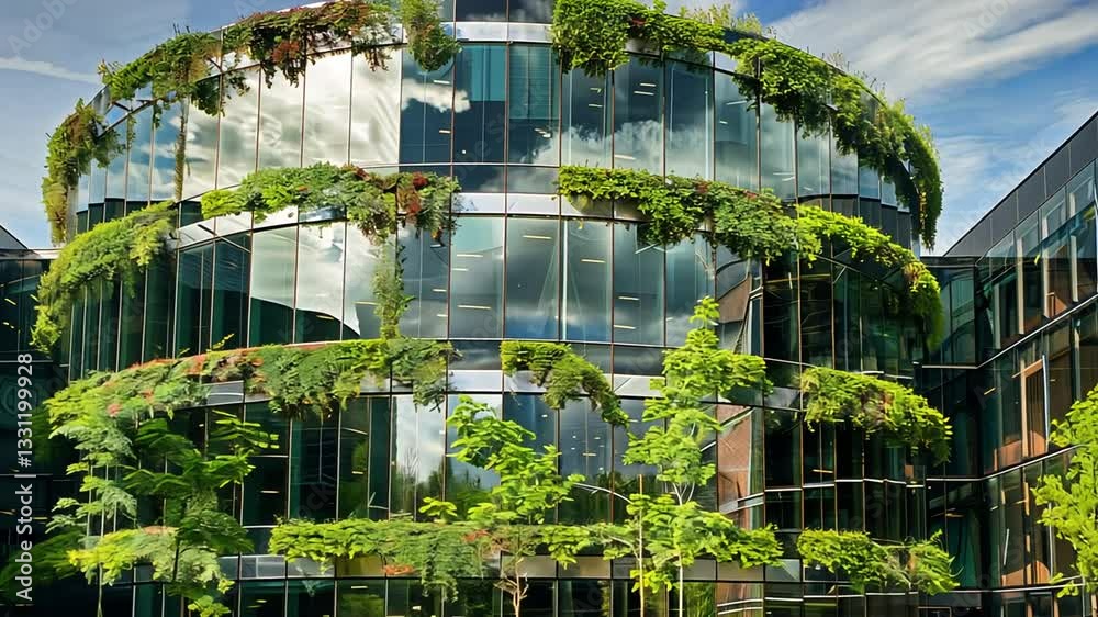 Modernes Gebäude mit vertikalem Garten für nachhaltige Architektur