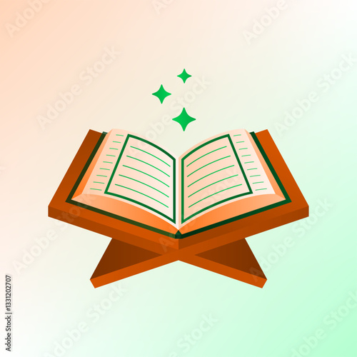 Holy Al Qur'an on a Brown Wood Table