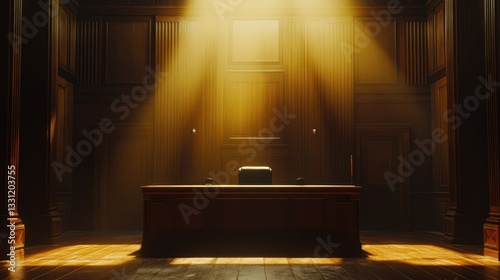 Wallpaper Mural Empty Wooden Office Desk, Sunlight Beams, Formal Room, Stock Photo Torontodigital.ca