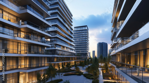 A white cluster of high-rise condominiums