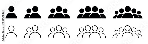 Set of people icon representing group size. Perfect can use in demographic, social media, and team concept