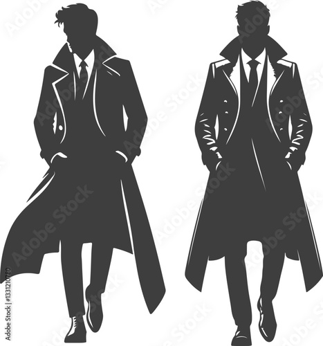 Man overcoat back white color style technical template Design.