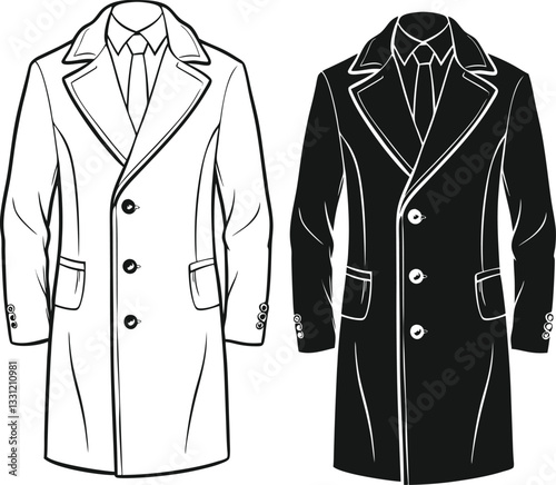 Man overcoat Art technical fashion illustration Design.