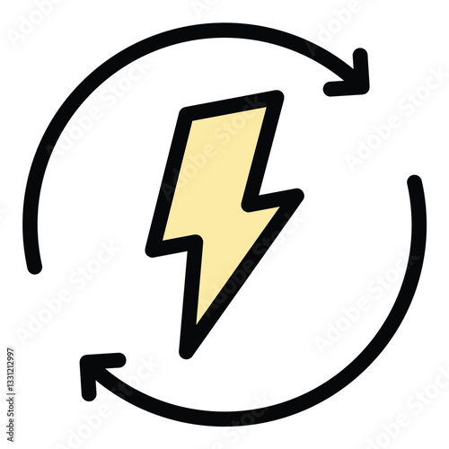 Renewable energy icon in flat line style representing sustainable power sources eco-friendly solutions and environmental conservation ideal for green energy solar wind and hydro concepts.