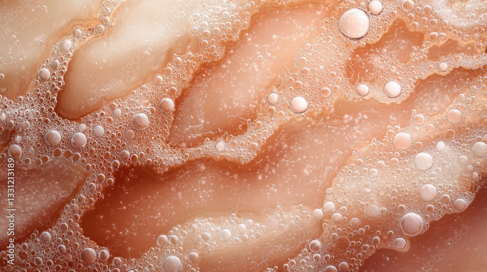 Fototapeta premium Oil Bubbles on Glass Surfaces Water droplets and oil bubbles interacting on a glass surface, creating a dynamic and mesmerizing visual effect.