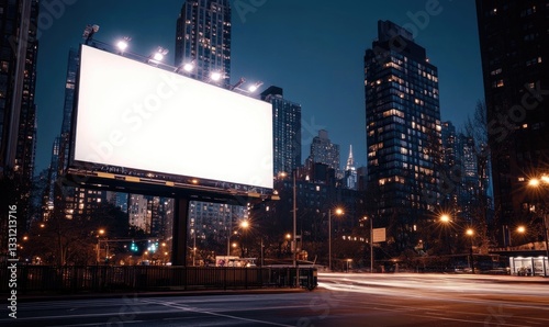 Fototapeta Naklejka Na Ścianę i Meble -  Blank billboard at night in a city (1)