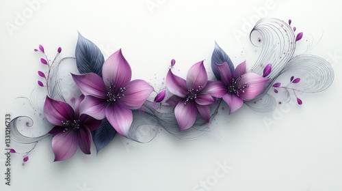 Delicate floral design with swirling accents