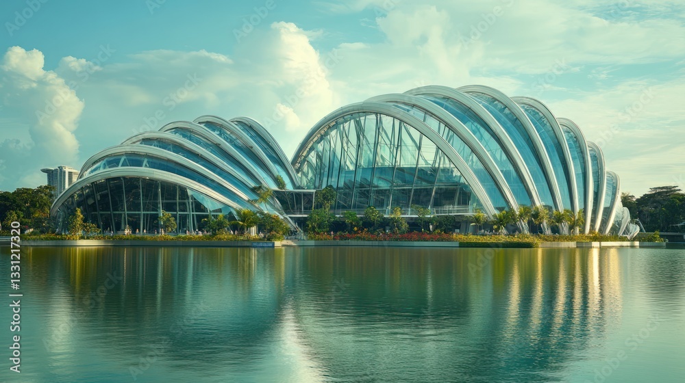 Naklejka premium Gardens, bay, domes, reflection, city, sunny, architecture, tourism, travel, nature