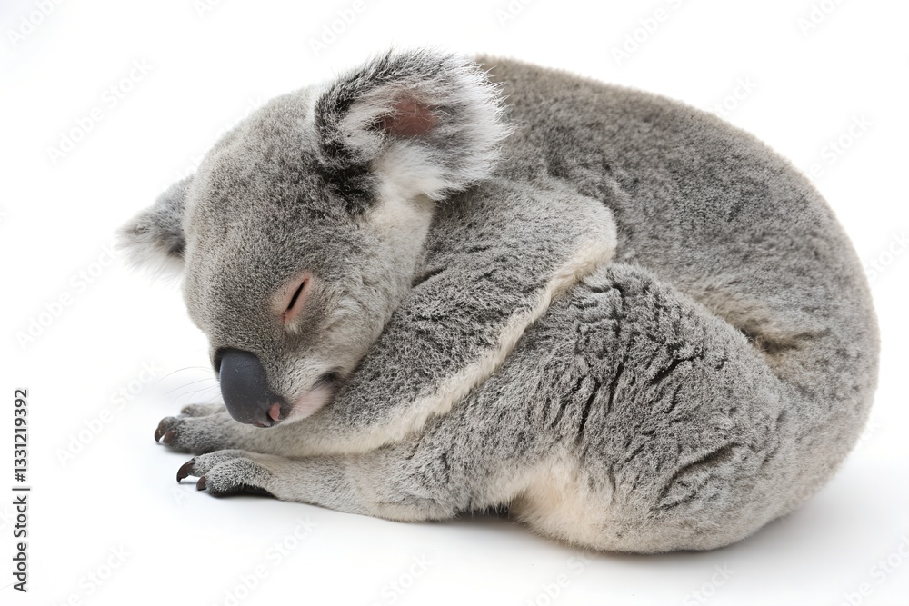 Obraz premium koala sleeping isolated on white background