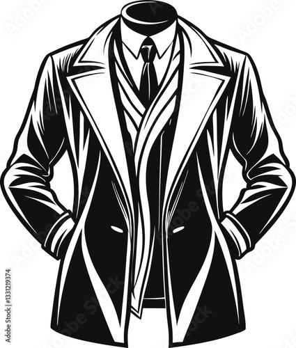 Man overcoat back white color style technical template Design.