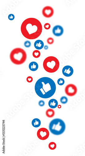 Bild auf Leinwand Like and love reaction. Bubble like and love reaction
