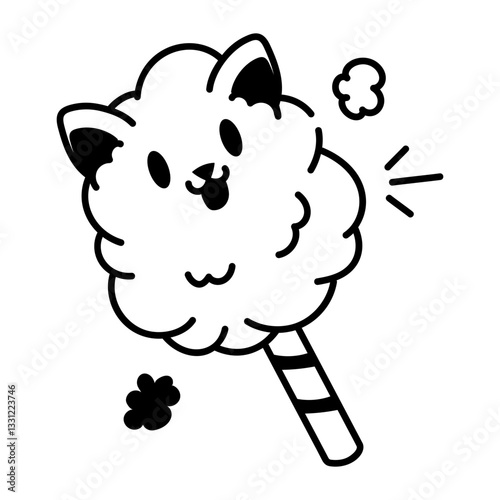 Cotton candy mascot icon in doodle style 