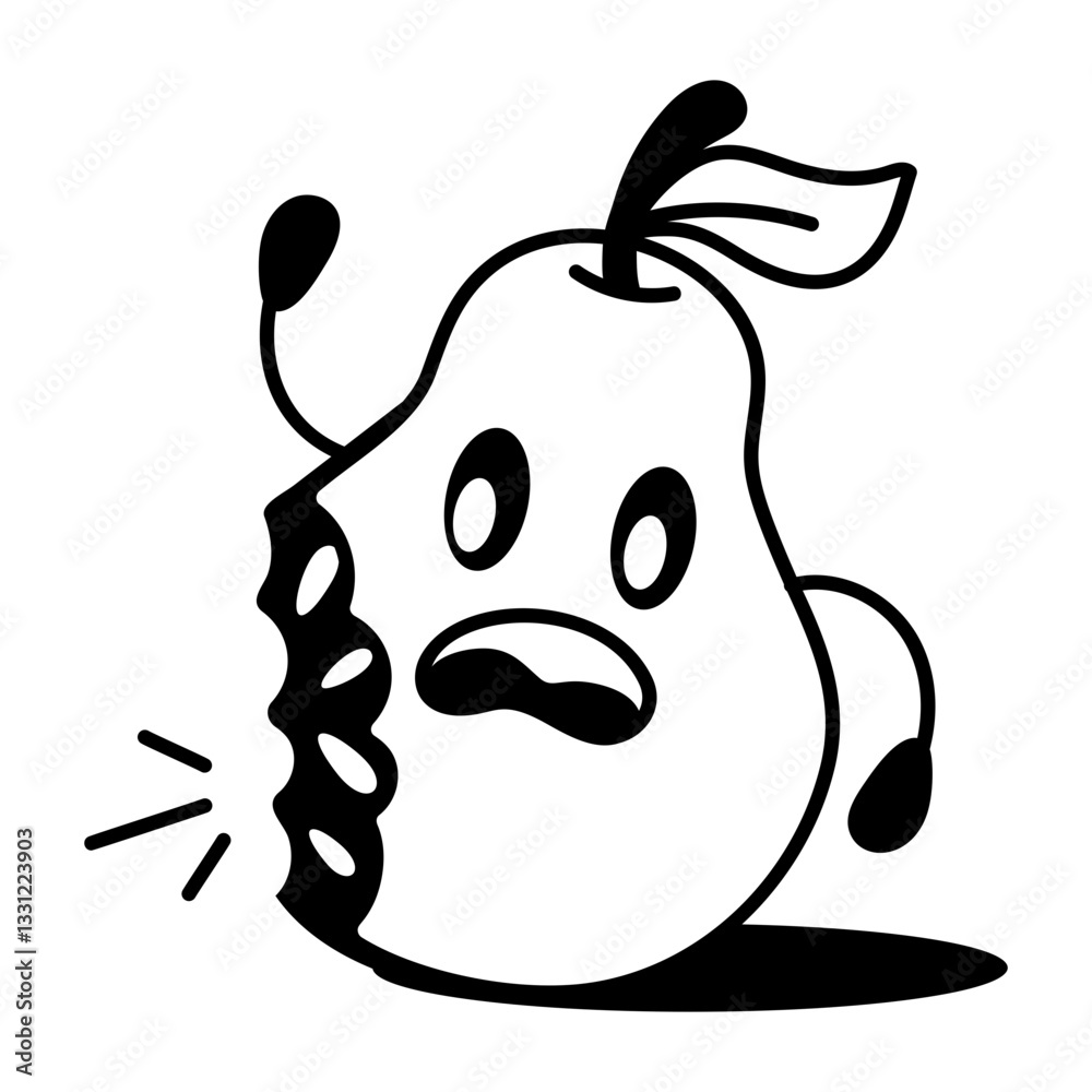 A doodle style icon of worried guava character
A doodle style icon of worried guava character