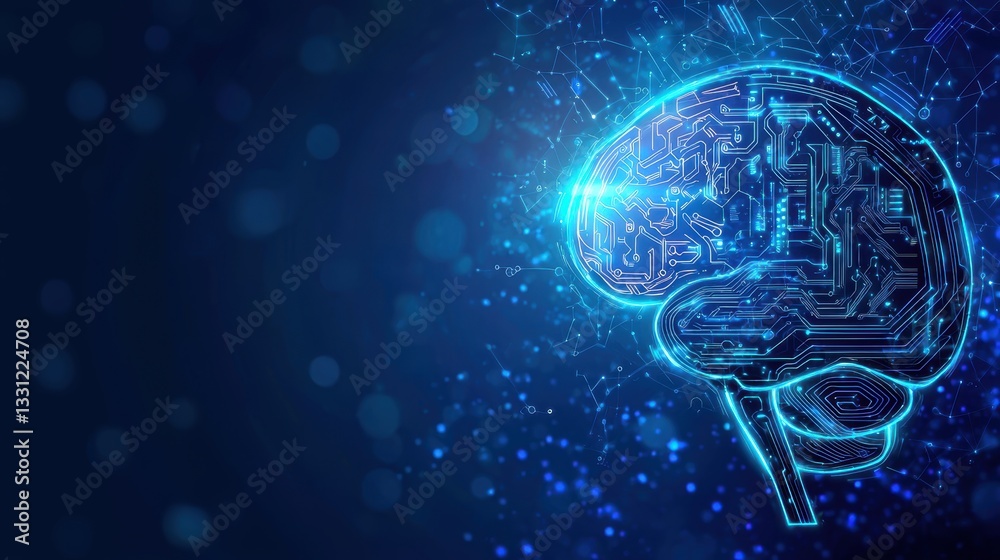 Brain with Tech Elements Futuristic brain with glowing neon lights and digital interfaces, symbolizing technological advancement and the future of human intelligence. Brain with Tech Elements Futuristic brain with glowing neon lights and digital interfaces, symbolizing technological advancement and the future of human intelligence.