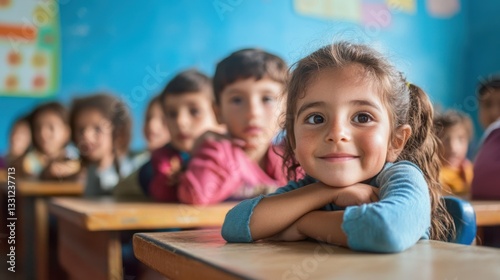 A group of children in a classroom, eager to learn