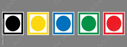 veg non-veg food indication dots set with pure chemical in grey background, egg food, medical,veg and non vegindicatioi in different colours, veg non- veg dot icons. colourful veg and non veg symbol.