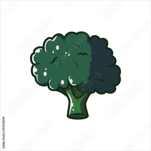 Fresh Green Broccoli, high-quality vegetable Illustration Editable Vector