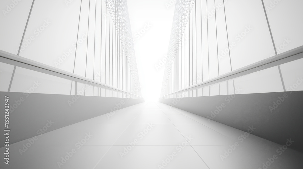 Obraz premium Futuristic minimalist bridge with light-filled perspective