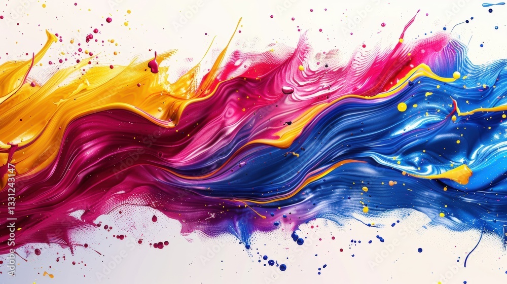 Abstract colorful paint splashes and swirls on white background Abstract colorful paint splashes and swirls on white background