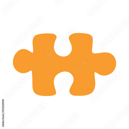 Puzzle Piece Icon in Flat Drawing Vector Illustration