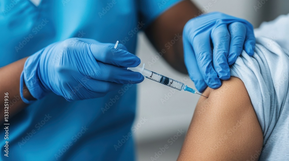 A healthcare professional administers a vaccine using a syringe to a patient's arm, highlighting the importance of immunization. A healthcare professional administers a vaccine using a syringe to a patient's arm, highlighting the importance of immunization.