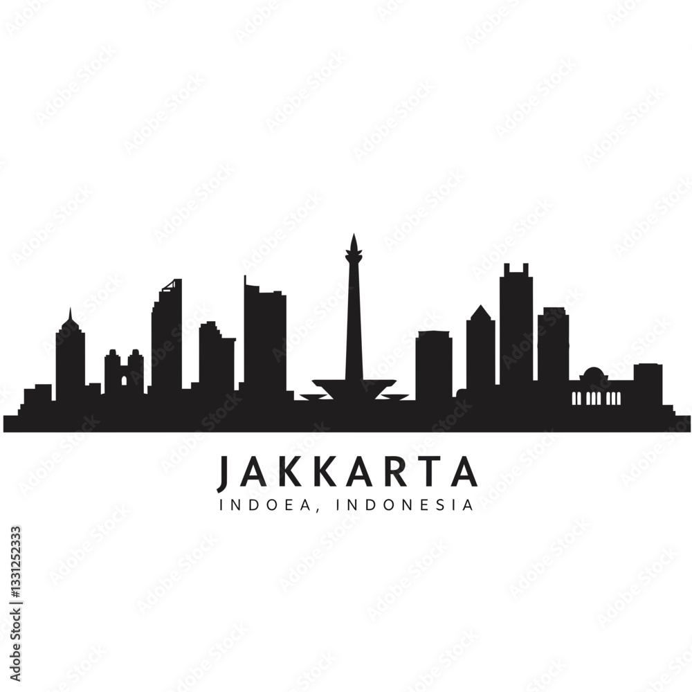 Naklejka premium Jakarta, Indonesia, skyline silhouette, vector