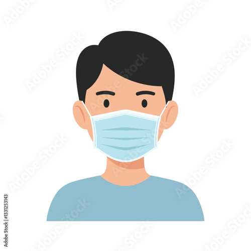 Person wearing a surgical mask in a flat and minimal style vector illustration