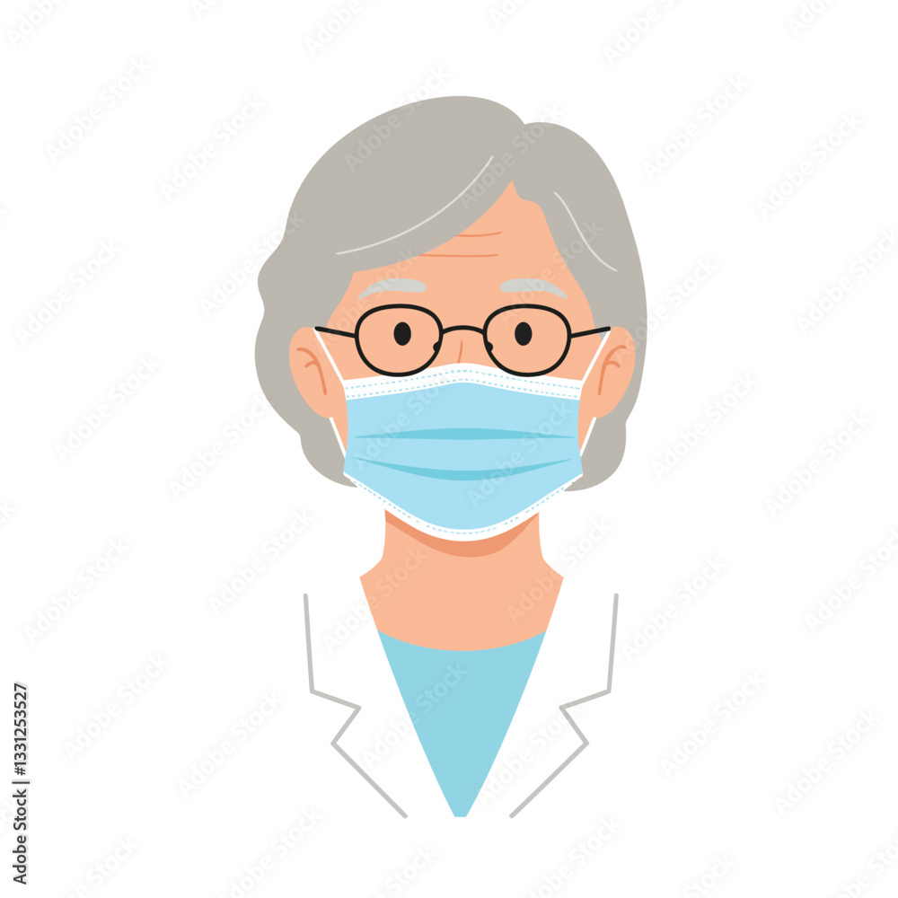 Doctor wearing a face mask in flat minimal vector art style Doctor wearing a face mask in flat minimal vector art style