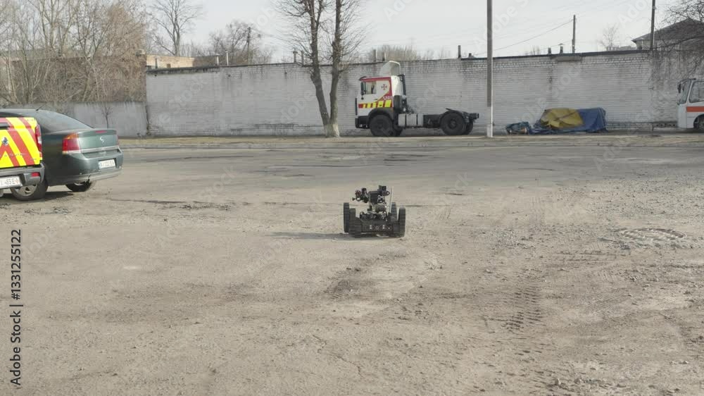 The sapper robot for remote explosive ordnance disposal vídeo de Stock ...