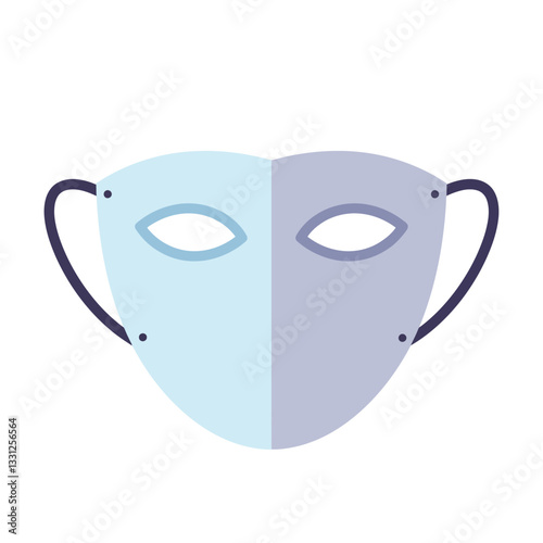 Two-faced mask illustration showcasing emotions in flat design vector art
