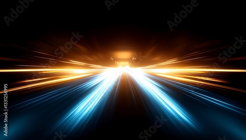 Abstract Light Streaks Shining From A Central Bright Point