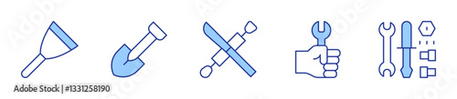 putty knife, shovel, tools, labour day, work tools. Tools Icon vector illustration. Line Duotone style. Editable stroke