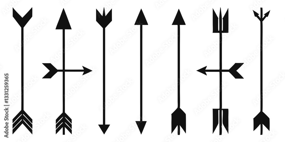 Black and White Arrow Vector Set: Tribal Style Arrows, Decorative Graphic Elements, Native American Design, Boho Style, Arrow Clipart Collection Black and White Arrow Vector Set: Tribal Style Arrows, Decorative Graphic Elements, Native American Design, Boho Style, Arrow Clipart Collection