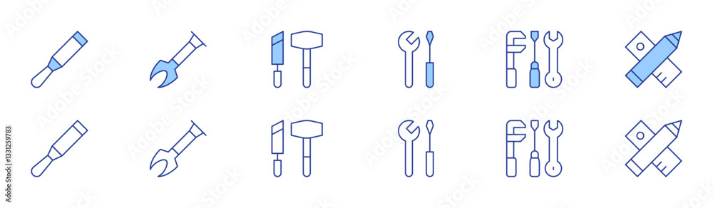 Tools icon set in two styles, Duotone and Thin Line style. Editable stroke. spatula, tool, tools, construction tools Tools icon set in two styles, Duotone and Thin Line style. Editable stroke. spatula, tool, tools, construction tools