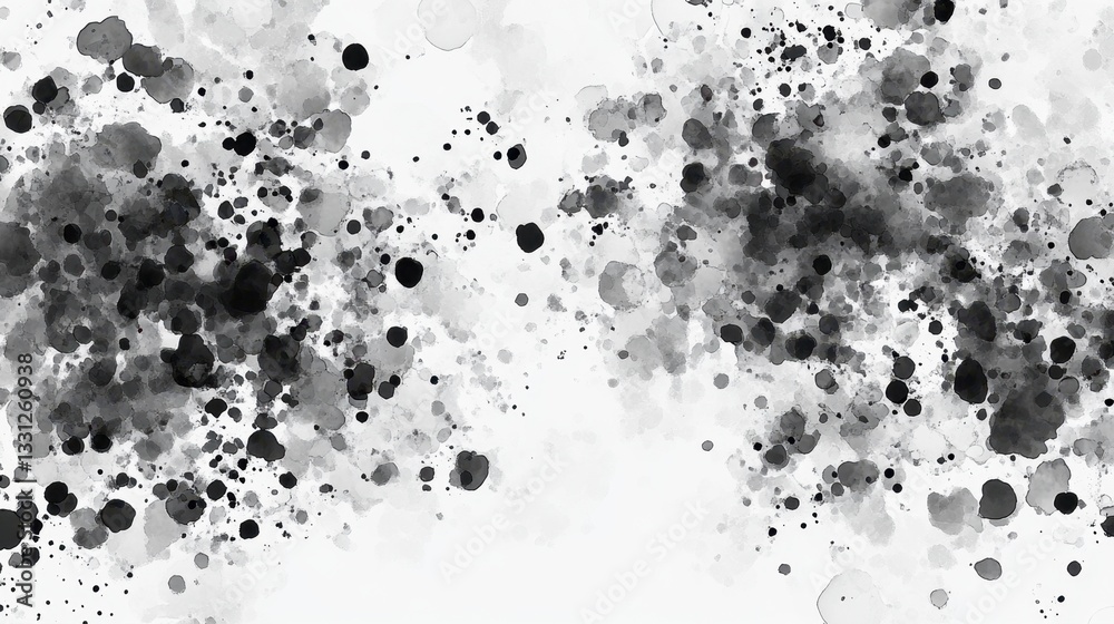 Obraz premium Abstract Black and White Watercolor Ink Splatter Background Texture