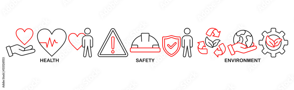 HSE banner web icon vector illustration for Health Safety Environment in the corporate occupational safety and health HSE banner web icon vector illustration for Health Safety Environment in the corporate occupational safety and health