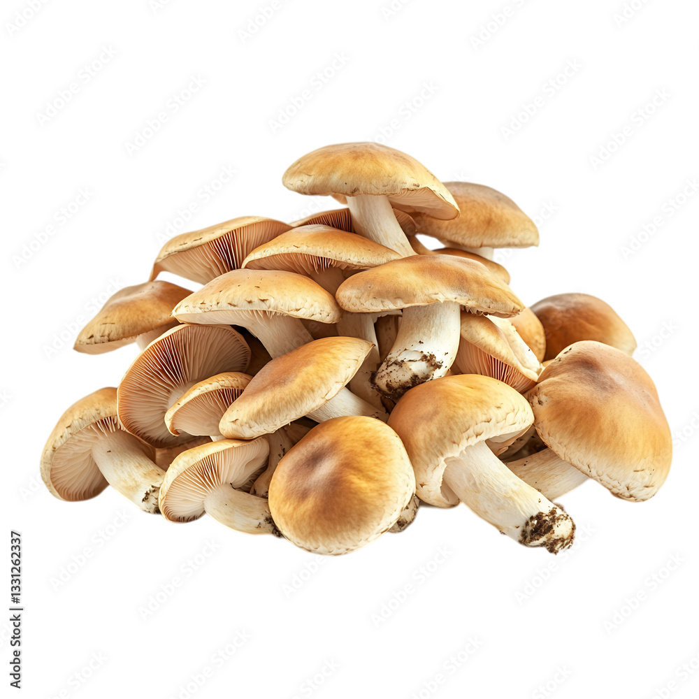 Pile of Fresh Mushrooms with Brown Caps Isolated on Transparent Background Pile of Fresh Mushrooms with Brown Caps Isolated on Transparent Background