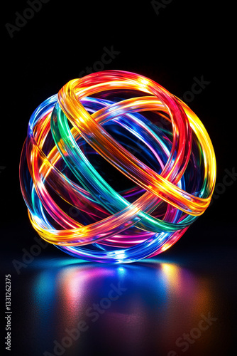 Colorful Glowing Sphere Floating on a Black Background