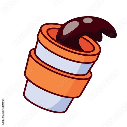 Coffee cup with spilled coffee simple icon with outline