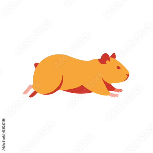 Orange guinea pig in motion with minimal design style vector illustration