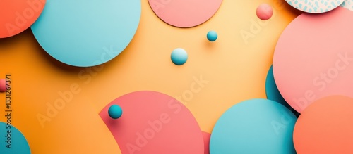 Abstract Colorful Circles and Spheres: A Playful Composition of Pastel Hues