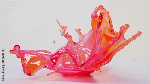 A neon-colored liquid splash captured mid-air, with smooth flowing curves, set against a clean white backdrop.
